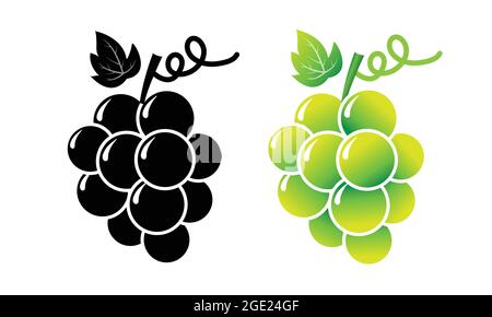 Weintrauben, Tafeltrauben. Frischer Traubenstrauß Vektor isoliert auf weiß. Frisches und gesundes Obst. Stock Vektor