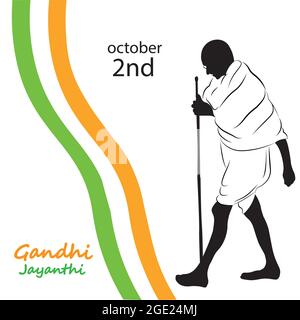 Gandhi Jayanti ist ein Nationalfeiertag in Indien. Mahatma gandhi, großer indischer Freiheitskämpfer. Oktober 2 Stock Vektor