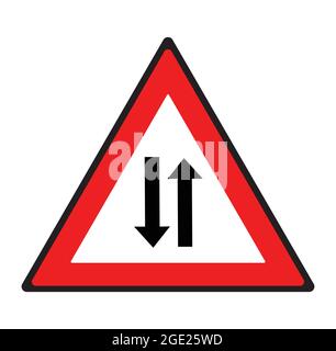 Zwei-Wege-Straßenschild. Sicherheitssymbol. Stock Vektor