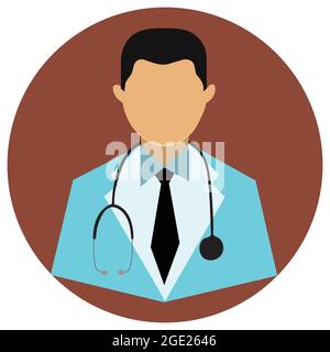 Doctor Icon, Medizinischer Chirurg oder Profi mit isoliertem Stethoskop-Vektorsymbol. Stock Vektor