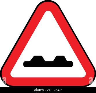 Warnschild. Symbol für ungleichmäßige Straße. Symbol für Unebenheiten auf der Straße. Stock Vektor
