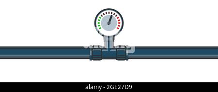 Manometer für die Messung. Wasseranschlüsse. Pipeline für verschiedene Zwecke. Abbildung auf Hintergrundvektor isoliert. Stock Vektor