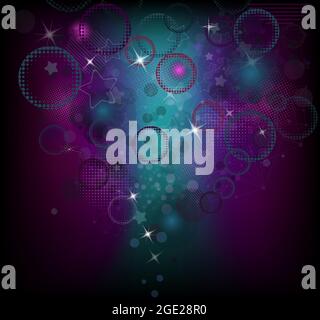 Leuchtender lila blauer Hintergrund. Frohe Weihnachten. Vektorgrafik Stock Vektor