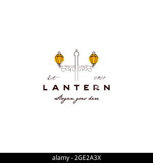 Laterne, Classic Street Lamp Vintage Logo Design Vektor Stock Vektor