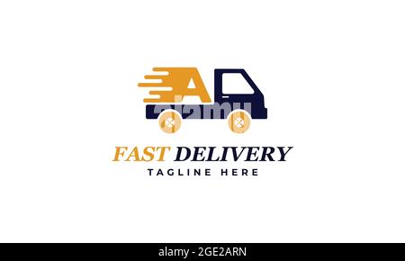 Schreiben SIE EINE schnelle Lieferung Service Logo Vektor Design-Vorlage. Alphabet A Courier Logo Icon Design. Delivery Express Logo Design Stock Vektor