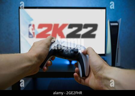 2k22-Videospiel auf der Sony PlayStation 5-Videokonsole der neuen Generation. Sichtbild. Stockfoto