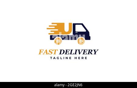 Letter U Fast Delivery Service Logo Vektor Design-Vorlage. Alphabet U Courier Logo Icon Design. Delivery Express Logo Design Stock Vektor