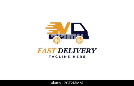 Brief V Schnelle Lieferung Service Logo Vektor Design-Vorlage. Alphabet V Courier Logo Icon Design. Delivery Express Logo Design Stock Vektor