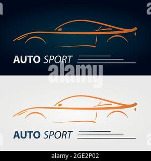 Satz von modernen Auto Embleme. Sportwagen-Silhouette. Logo-Design-Vorlage für den Autoservice. Stock Vektor
