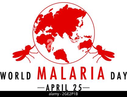 World Malaria Day Logo oder Banner mit Mückenabbildung Stock Vektor