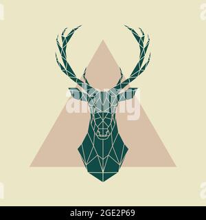 Hirsch grün geometrisches Zeichen . Vektorgrafik. Stock Vektor