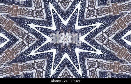 Ornamental Dekorative Kaleidoskop Bewegung Geometrischer Kreis, abstraktes florales Kaleidoskop, geometrisches ethnisches nahtloses Muster, komplizierte Folk-Backgrou Stockfoto