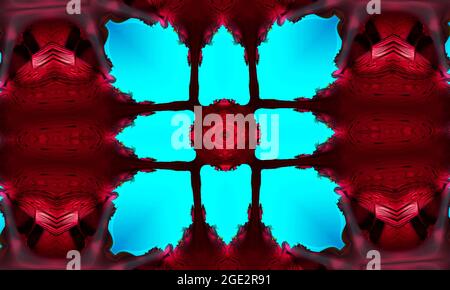 Aquarell Neon Cyan tiefblaue Tinte Quadrat auf bardo Hintergrund. Stockfoto