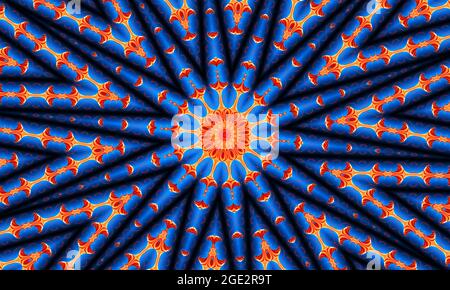 Korallenfraktal der blauen Linien mit dem Hintergrund Seance. Stockfoto
