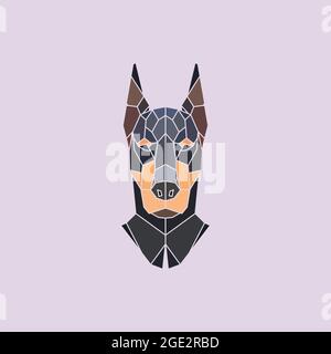 Dobermann-Kopf. Vektor-polygonaler Hintergrund. Stock Vektor