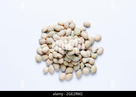 Val Beans auch bekannt als Lima Beans oder Pawata, Phaseolus lunatus Satara, Maharashtra, Indien Stockfoto
