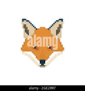 Fuchskopf im Pixel-Art-Stil. Vektor-Illustration für wilde Tiere. Stock Vektor