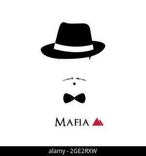 Italienisches Mafioso-Gesicht auf weißem Hintergrund. Vektorgrafik. Stock Vektor