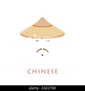 Chinesischer Mann. Farbenfrohes, flaches Vektorzeichen-Symbol. Stock Vektor