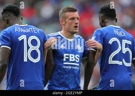 DANIEL AMARTEY, JAMIE VARDY, WILFRED NDIDI, LEICESTER CITY V MANCHESTER CITY, 2021 Stockfoto