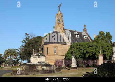 Kapelle des Erzengels St. Michael auf dem Friedhof Rookwood (offiziell Rookwood Necropolis genannt), Lidcombe, Sydney, NSW, Australien Stockfoto