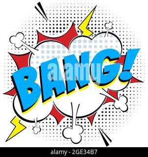 Comic-Schriftzug Sprechblase für Emotionen mit Text BANG Comic-Stil flaches Design. Stock Vektor