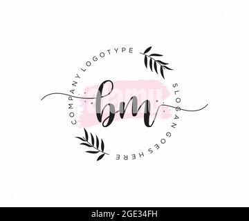 BM feminine Logo Schönheit Monogramm und eleganten Logo-Design, Handschrift Logo der ursprünglichen Signatur, Hochzeit, Mode, floral und botanisch mit kreativen Stock Vektor