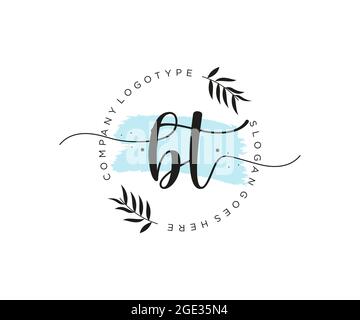 BT feminine Logo Schönheit Monogramm und elegantes Logo-Design, Handschrift Logo der ursprünglichen Signatur, Hochzeit, Mode, Blumen und botanischen mit kreativen Stock Vektor