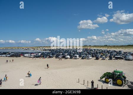 Strandparkplatz am Strand von Sankt Peter-Ording Stockfoto