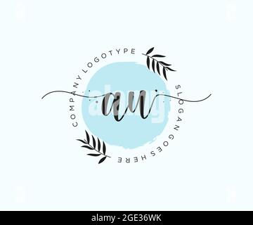 AU feminine Logo Schönheit Monogramm und elegantes Logo-Design, Handschrift Logo der ursprünglichen Signatur, Hochzeit, Mode, Blumen und botanischen mit kreativen Stock Vektor