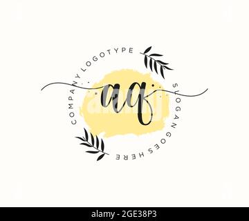 AQ feminine Logo Schönheit Monogramm und elegantes Logo-Design, Handschrift Logo der ursprünglichen Signatur, Hochzeit, Mode, Blumen und botanischen mit kreativen Stock Vektor