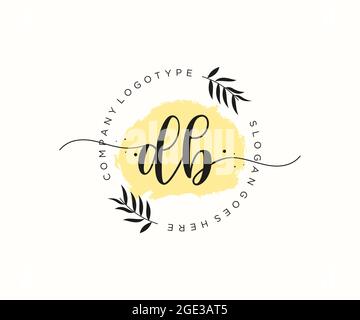 DB feminine Logo Schönheit Monogramm und elegantes Logo-Design, Handschrift Logo der ursprünglichen Signatur, Hochzeit, Mode, Blumen und botanischen mit kreativen Stock Vektor