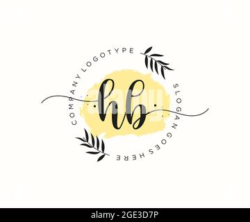 HB feminine Logo Schönheit Monogramm und elegantes Logo-Design, Handschrift Logo der ursprünglichen Signatur, Hochzeit, Mode, Blumen und botanischen mit kreativen Stock Vektor