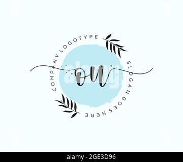 OU feminine Logo Schönheit Monogramm und elegantes Logo-Design, Handschrift Logo der ursprünglichen Signatur, Hochzeit, Mode, Blumen und botanischen mit kreativen Stock Vektor