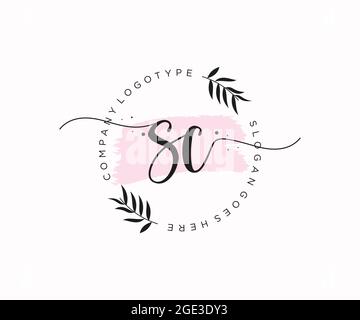 SC feminine Logo Schönheit Monogramm und elegantes Logo-Design, Handschrift Logo der ursprünglichen Signatur, Hochzeit, Mode, Blumen und botanischen mit kreativen Stock Vektor