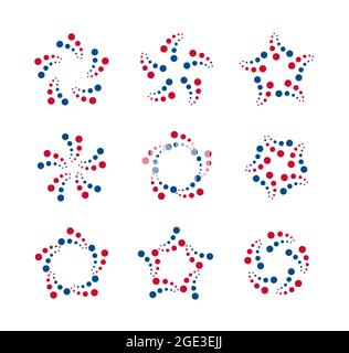 Dots Twisting Icon set Rotation Stars abstrakt rund Logo Vorlage Sammlung für Unternehmen, Medizin, Wissenschaft, Technologie, Netzwerk, Kommunikation Stock Vektor