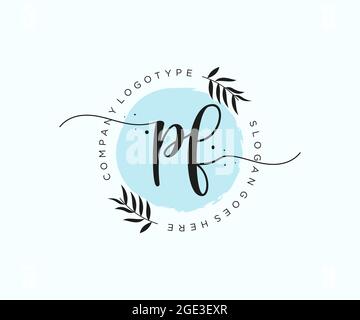 PF feminine Logo Schönheit Monogramm und elegantes Logo-Design, Handschrift Logo der ursprünglichen Signatur, Hochzeit, Mode, Blumen und botanischen mit kreativen Stock Vektor