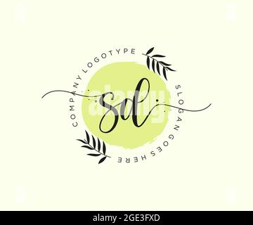 SD feminine Logo Schönheit Monogramm und elegantes Logo-Design, Handschrift Logo der ursprünglichen Signatur, Hochzeit, Mode, floral und botanisch mit kreativen Stock Vektor