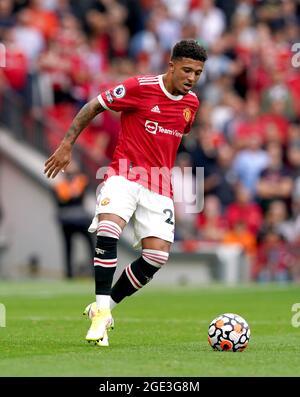 Aktenfoto vom 14-08-2021 von Jadon Sancho aus Manchester United während des Spiels der Premier League in Old Trafford, Manchester. Ausgabedatum: Montag, 16. August 2021. Stockfoto