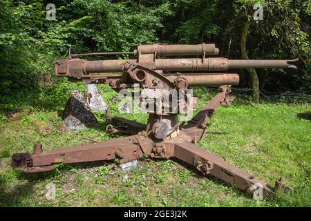 Kanone bei Siegfried Line, Pirmasens, Rheinland-Pfalz, Deutschland Stockfoto