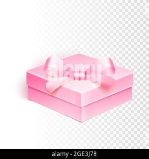 Rosa Geschenkbox über weißem transparentem Hintergrund, Vektor-Illustration Stock Vektor