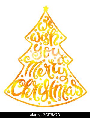 Wir wünschen Ihnen ein fröhliches Weihnachts-Poster mit handgezeichneten Schriftzügen, Vektorgrafik Stock Vektor