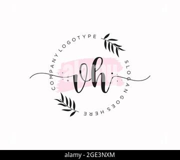 VH feminine Logo Schönheit Monogramm und elegantes Logo-Design, Handschrift Logo der ursprünglichen Signatur, Hochzeit, Mode, floral und botanisch mit kreativen Stock Vektor