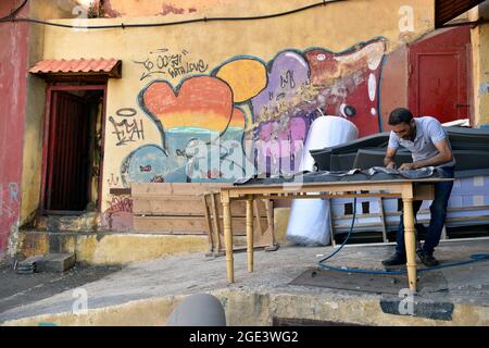 Das arme Viertel Ouzai, südliche Vororte, Beirut, Libanon. Stockfoto