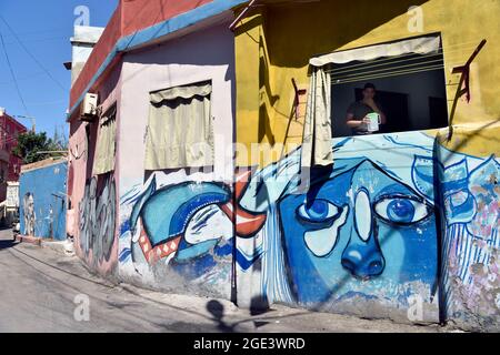 Das arme Viertel Ouzai, südliche Vororte, Beirut, Libanon. Stockfoto