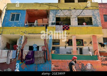 Das arme Viertel Ouzai, südliche Vororte, Beirut, Libanon. Stockfoto