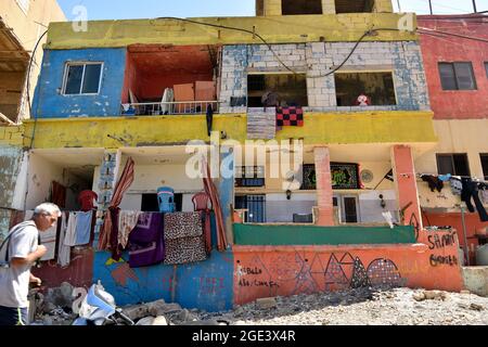 Das arme Viertel Ouzai, südliche Vororte, Beirut, Libanon. Stockfoto