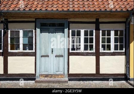 Historische Fachwerkhäuser im Zentrum von Odense, Dänemark Stockfoto