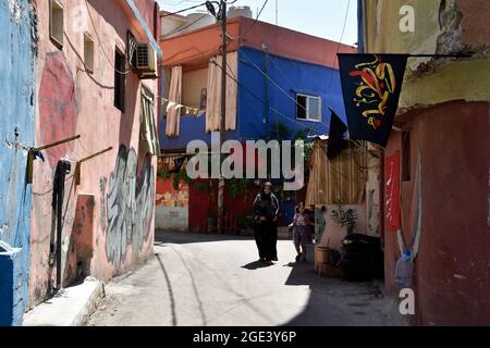 Das arme Viertel Ouzai, südliche Vororte, Beirut, Libanon. Stockfoto