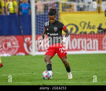 15. August 2021: Der Mittelfeldspieler von D.C. United, Yordy Reyna (29), im Einsatz während des MLS-Spiels zwischen DC United und dem SC Nashville im Nissan Stadium in Nashville, TN. Kevin Langley/CSM Stockfoto